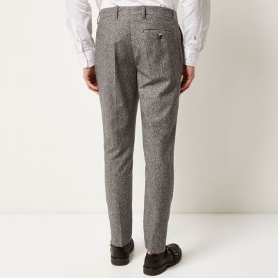 Grey neppy skinny suit trousers
